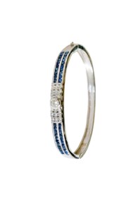 18kt white gold bracelet, diamonds and sapphires