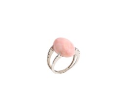 Anello in oro bianco 18kt con opale rosa e diamanti