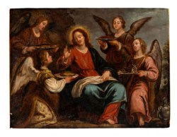Venetian school of the XVIII cnetury - Christ served by angels