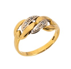 18kt yellow and white gold groumette ring