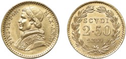 PIO IX (1846-1870) - 2,5 scudi 1859, anno XXIII, Roma