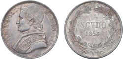 PIO IX (1846-1870) - Scudo 1853, anno VIII, Roma