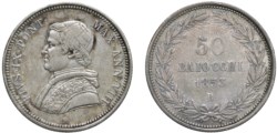 PIO IX (1846-1870) - 50 baiocchi 1853, anno VIII, Roma