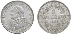 PIO IX (1846-1870) - 1 lira 1866, busto medio
