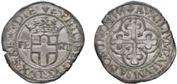 EMANUELE FILIBERTO (1553-1580) - 4 grossi 1555, (I° tipo)