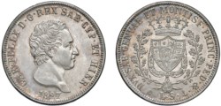 CARLO FELICE (1821-1831) - 5 lire 1827, Genova