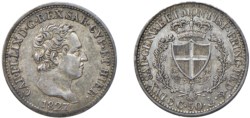 CARLO FELICE (1821-1831) - 50 centesimi 1827, Genova