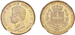 CARLO ALBERTO (1831-1849) -  20 lire 1849, Genova