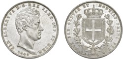 CARLO ALBERTO (1831-1849) - 5 lire 1849, Genova