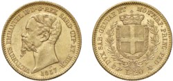 VITTORIO EMANUELE II, Re di Sardegna (1849-1861) - 20 lire 1857, Torino