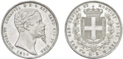 VITTORIO EMANUELE II, Re di Sardegna (1849-1861) - 5 lire 1850, Genova