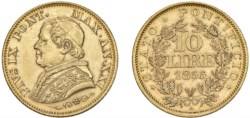 PIO IX, Giovanni Maria Mastai-Ferretti (1846-1870) - 10 lire 1866, an. XXI