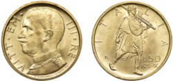 VITTORIO EMANUELE III (1900-1943) - 50 lire 1931, anno IX