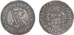 SAVOIA - CARLO I (1482-1490) - Testone, I° tipo, Cornavin