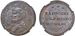 PIO VI, Giovanni Angelo Braschi (1775 - 1799) - Sampietrino da 2 e 1/2 baiocchi, 1796, Roma