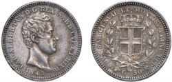 SAVOIA - CARLO ALBERTO (1831-1849) - 50 centesimi 1843, Genova