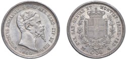 SAVOIA - VITTORIO EMANUELE II, Re di Sardegna (1849-1861) - 50 centesimi 1860, Milano