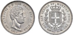 SAVOIA - CARLO ALBERTO (1831-1849) - 2 lire 1836, Torino<br>Argento - Peso 10,02 g.