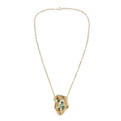 Gold, diamond and emerald necklace