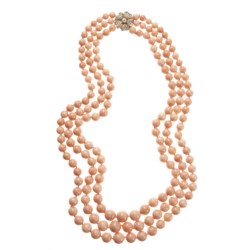 Gold, diamond and coral necklace