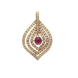 Gold, ruby and diamond pendant