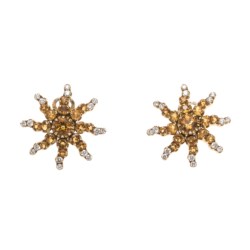 Pair of two colour gold, diamond and topaz earclips, Pasquale Bruni
