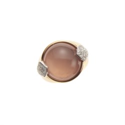 18kt rose gold, chalcedony and diamond ring
