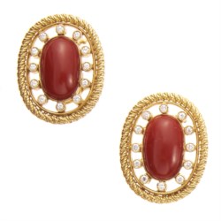 18kt yellow gold, coral and diamond earrings