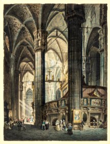 Scuola lombarda del XIX secolo, cerchia di Giovanni Migliara - Interno del Duomo di Milano