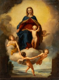 Scuola italiana della prima metà del secolo XIX - Madonna col Bambino e angeli