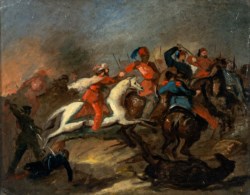 Scuola italiana del secolo XIX - Scena di battaglia