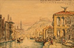 Scuola di inizio secolo XX - Veduta di Verona con l'antico Ponte Nuovo