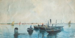 Scuola italiana del secolo XX - Veduta di Venezia dalla laguna