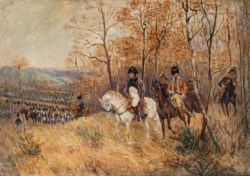 Dipinto raffigurante Napoleone a cavallo