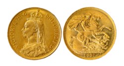 GRAN BRETAGNA - VITTORIA, 2 sterline 1887