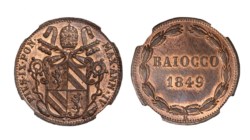 PIO IX (1846-1870) - Baiocco 1849, anno IV (II° tipo), Roma
