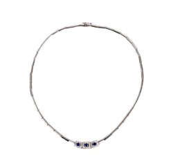 18kt white gold necklace with sapphires and diamonds