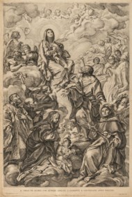 Pietro Aquila (1650 - 1692) - Madonna in gloria, dall'opera di Carlo Maratta