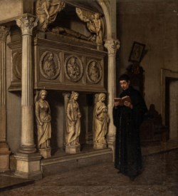 Domenico Pesenti (1843 - 1918) - Intern with the monument to Diego I Cavaniglia, in the church of San Francesco a Folloni at Montella