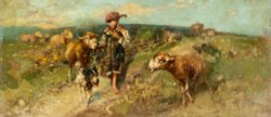 Tito Pellicciotti (1872 - 1950) - Shepard with herd