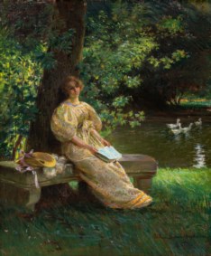 Italian school of the XX century - Young lady in a garden