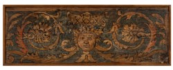 Lombard painter of the XVI century - Couple of wooden ceiling boards decorated in racemes and masks