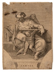 Adamo Scultori (1530 - 1585) - Il profeta Daniele, dall'opera di Michelangelo