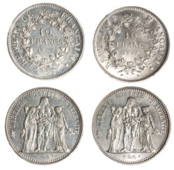 FRANCIA - lotto 2 monete da 10 franchi (1966 e 1976)