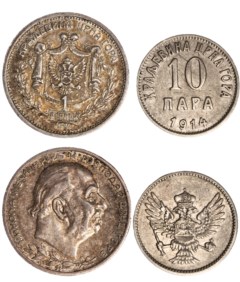 MONTENEGRO - NICOLA I (1860-1918) - Lotto 2 monete: 1 perpera 1912 e 10 para 1914