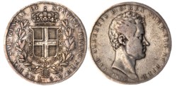 CARLO ALBERTO (1831-1849) - 5 lire 1838, Genova