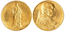 CITTA' DEL VATICANO - PIO XI (1929-1938) - 100 lire 1929 (I tipo)