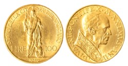 CITTA' DEL VATICANO - PIO XII (1939-1958) - 100 lire 1940 (I° tipo)
