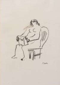 Donna seduta che legge (disegnato ad occhi chiusi)