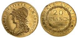 TORINO - REPUBBLICA SUBALPINA (1800-1802) - 20 franchi, anno IX